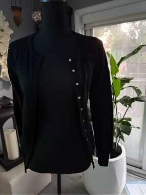 Zara Black Button-Front Knit Cardigan